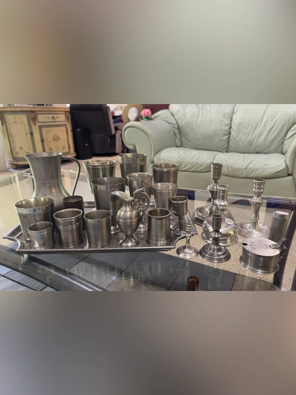 Classic Pewter Drinkware & Candle Holder Set - Silver